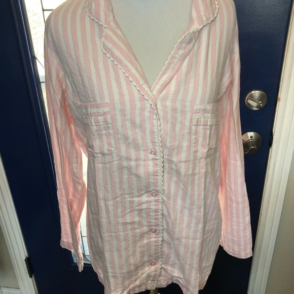 Victoria's Secret Other - Victoria's Secret Pink White w/ Glitter Stripes PJ